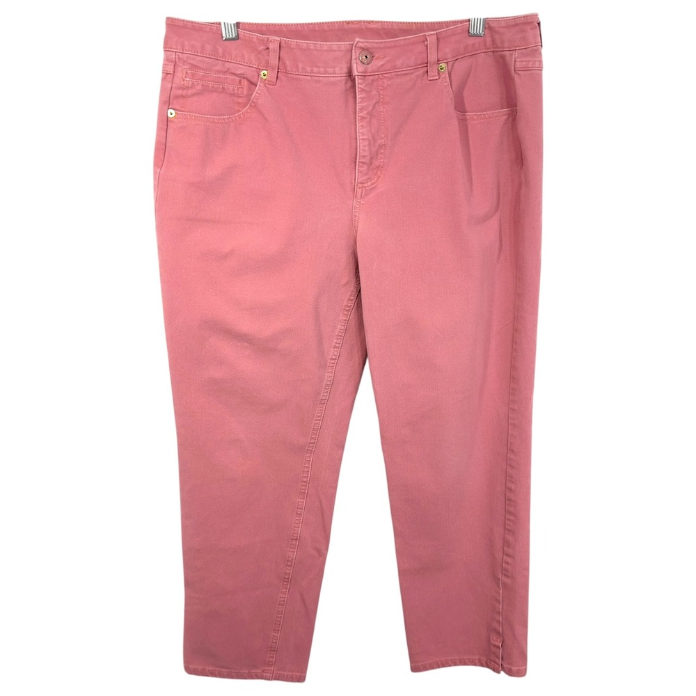Isaac Mizrahi LIVE! Size 14P Jeans Denim Pants Pink Straight Leg High‎ Rise 271